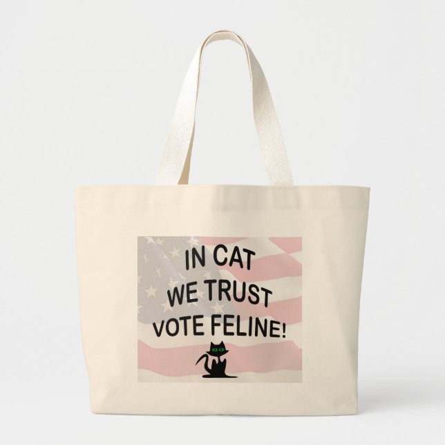 Grand Tote Bag Vote Chat avec drapeau américain (Devant)