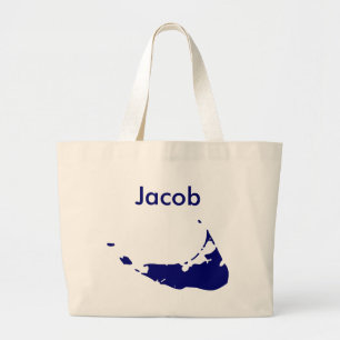 Grand Tote Bag Votre de nom bleu de Nantucket ici
