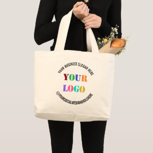 Grand Tote Bag Votre logo d'entreprise Poignée de médias sociau