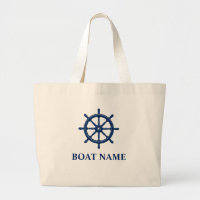 Votre nom de bateau Blue Ships Wheel Helm Grocery