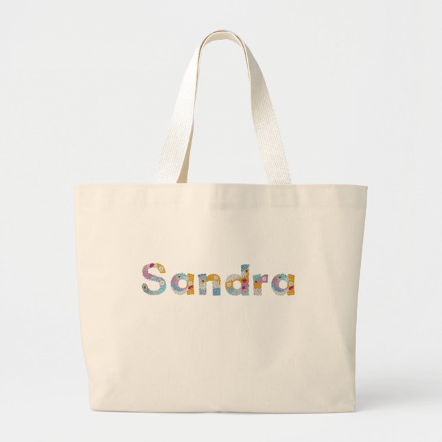 Grand Tote Bag Votre nom en lettres florales artistiques / Sandra (Devant)