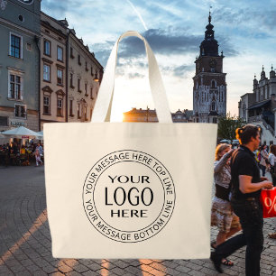 Grand Tote Bag Votre propre logo et votre propre texte circulaire