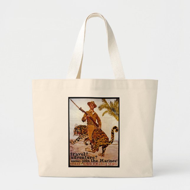 Grand Tote Bag Voyage ? Aventure ? Rejoignez les Marines ! (Devant)