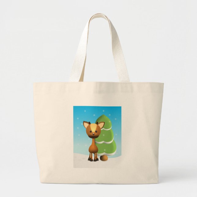 Grand Tote Bag Wayne Deer dans la neige (Devant)