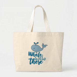 Grand Tote Bag Whale Hello There Whale Cartoon mignonne Baby Whal