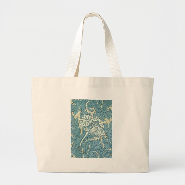 Grand Tote Bag William Morris Classique Tulipe Bleu Floral (Devant)