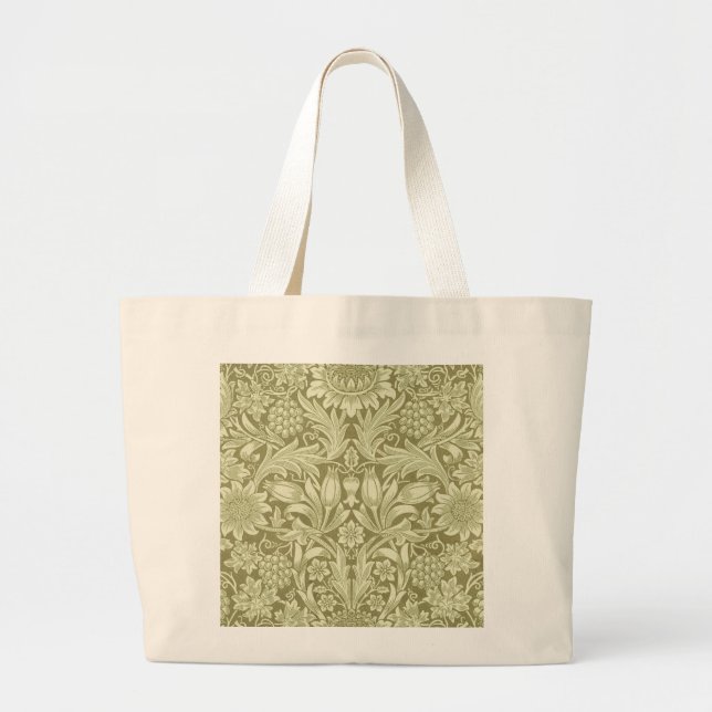 Grand Tote Bag William Morris Fleur verte tournesol (Devant)