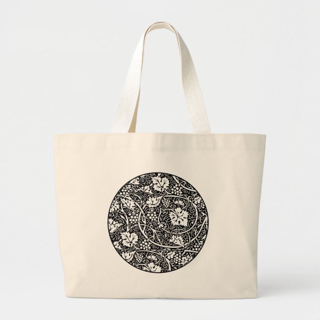 Grand Tote Bag William Morris Vin de raisin noir blanc (Devant)