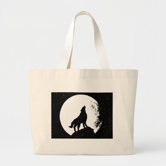 Grand Tote Bag Wolf & Moon Silhoutte (Devant)