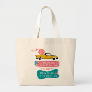 Grand Tote Bag Yarnaholic tricotant le fil drôle de l'énonciati