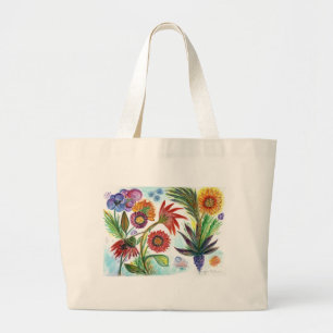 Grand Tote Bag Zinnias abondants