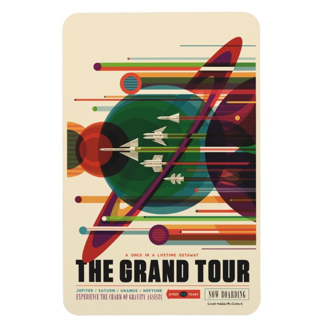 Grand Tour - Retro NASA Travel Poster Magnet (Vertical)