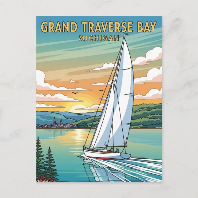 Grand Traverse Bay Michigan Travel Postkarte (Vorderseite)
