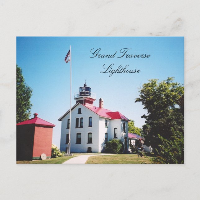 Grand Traverse Leuchtturm Postkarte (Vorderseite)