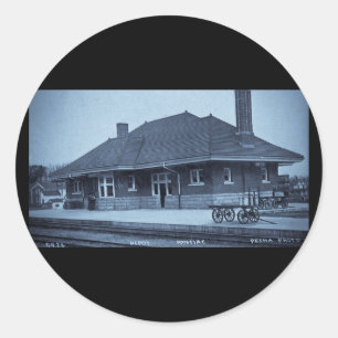 Grand Trunk Depot Pontiac Michigan (Cyanblau) Runder Aufkleber