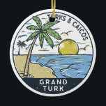 Grand Turk Turks und Caicos Vintag Keramik Ornament<br><div class="desc">Design der Grand Turk Vektorkunst. Grand Turk Island ist die Hauptstadt des Turks und Caicos Archipels,  im Atlantischen Ozean. Er ist mit den Überresten von Salzteichen und Windmühlen aus der Seesalzindustrie der Insel übersät,  die vom 17. bis 20. Jahrhundert weit verbreitet sind.</div>