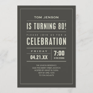 Grand type quatre-vingtième invitations