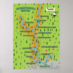 Grand Union Canal Karte Poster