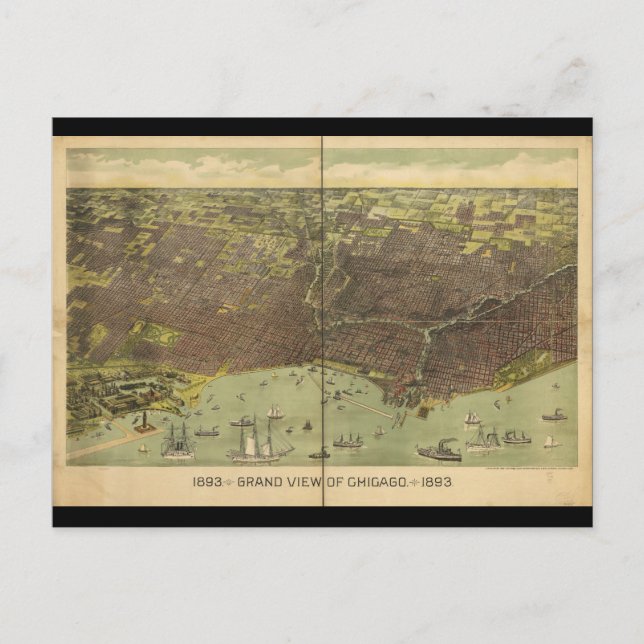 Grand View of Chicago Illinois 1893 Postkarte (Vorderseite)