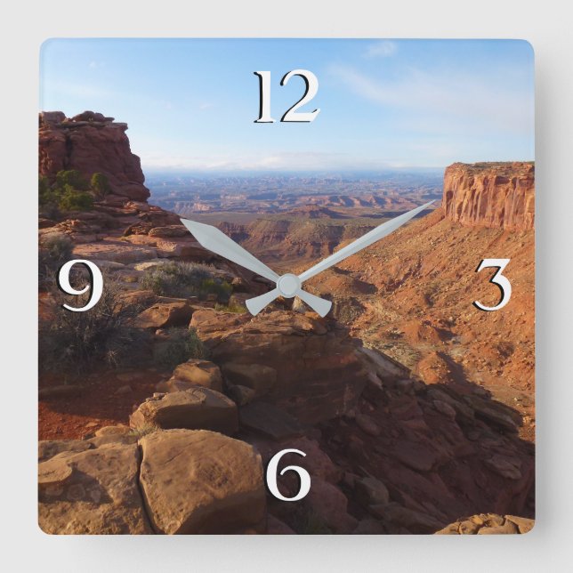 Grand View Point im Canyonlands National Park Quadratische Wanduhr (Vorderseite)