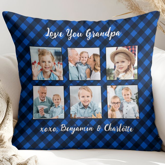 Granda Geschenk Personalisierten Foto Collage Blue Kissen (Von Creator hochgeladen)