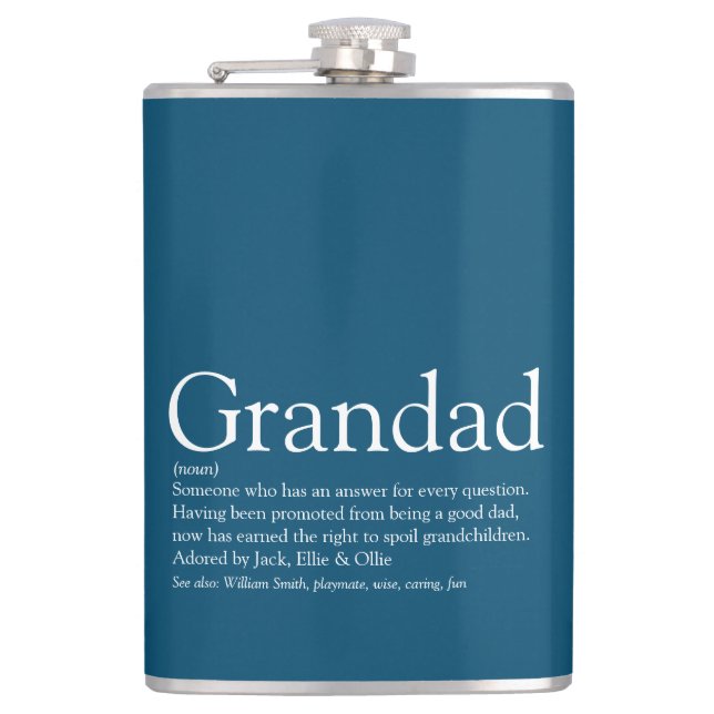 Grandad Definition Sprichwort Zitat blau Flachmann (Vorderseite)