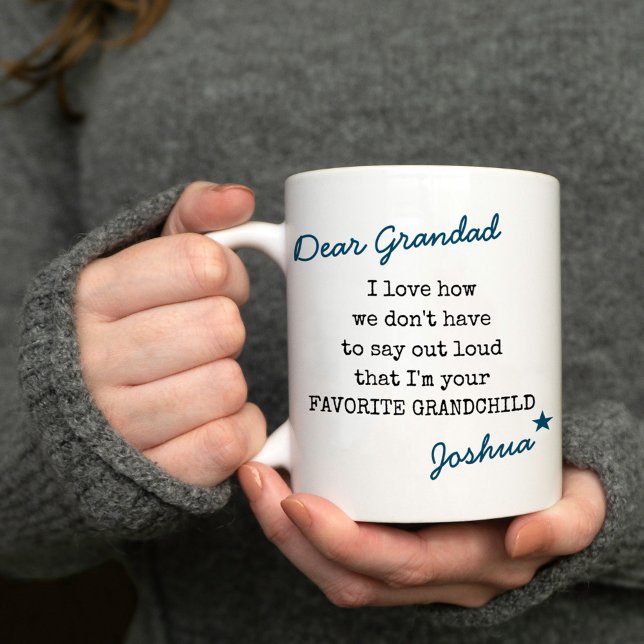 Grandad Favorite Grandchild-Schrift Typografie Kaffeetasse (Von Creator hochgeladen)