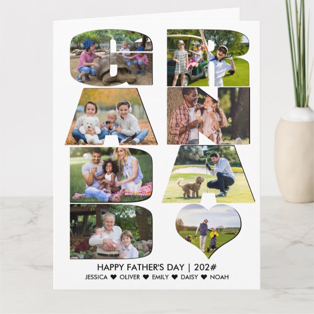 GRANDAD Vatertag Brief Cutout Foto Collage Karte (Vorderseite)