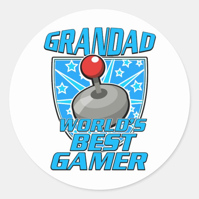 Grandad World's bestes Gamer-Retro-Logo Runder Aufkleber (Vorderseite)