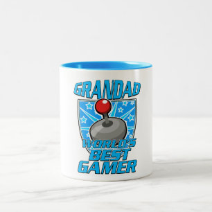 Grandad World's bestes Gamer-Retro-Logo Zweifarbige Tasse