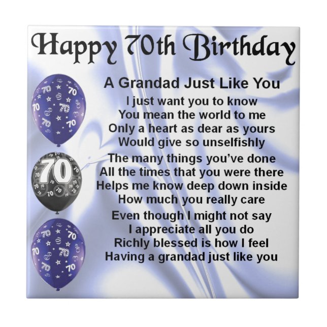 Grandadgedicht - 70. Geburtstag Fliese (Vorderseite)