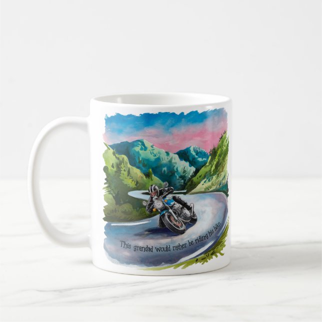 Grandad's Escape - Motorrad-Abenteuer-Tasse Kaffeetasse (Links)