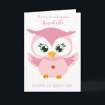 Grandaughter First Birthday Cute Pink Owl Photo Karte<br><div class="desc">Grandaughter First Birthday Cute Pink Owl Photo Card</div>