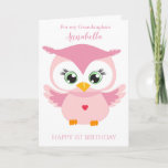 Grandaughter First Birthday Cute Pink Owl Photo Karte<br><div class="desc">Grandaughter First Birthday Cute Pink Owl Photo Card</div>