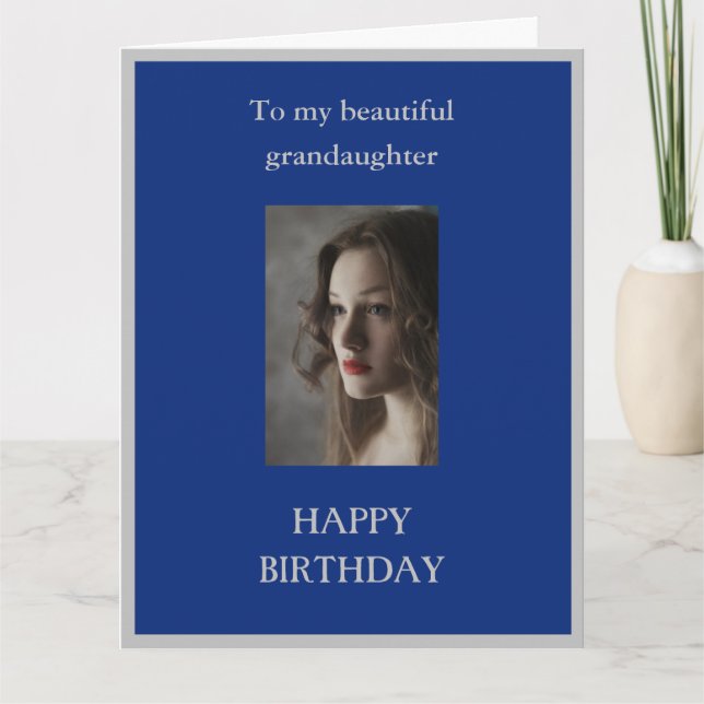 Grandaughter Happy Birthday LARGE blau Karte (Vorderseite)