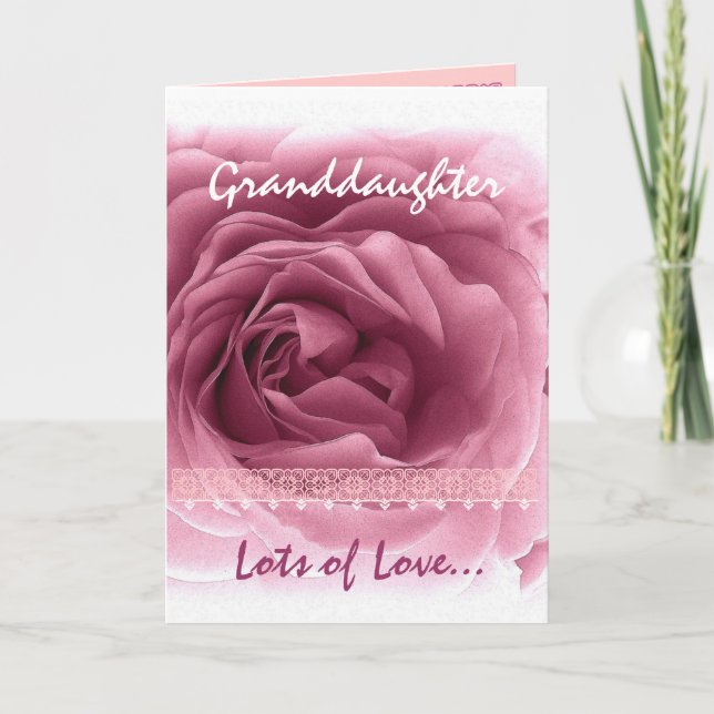 GRANDAUGHTER Valentinstag - Rosa und Spitzen Feiertagskarte (Vorderseite)