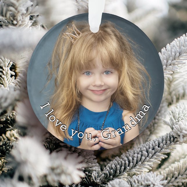 Grandchild Foto Holiday Ornament (Personalize with your photo for a custom gift for Grandma.)