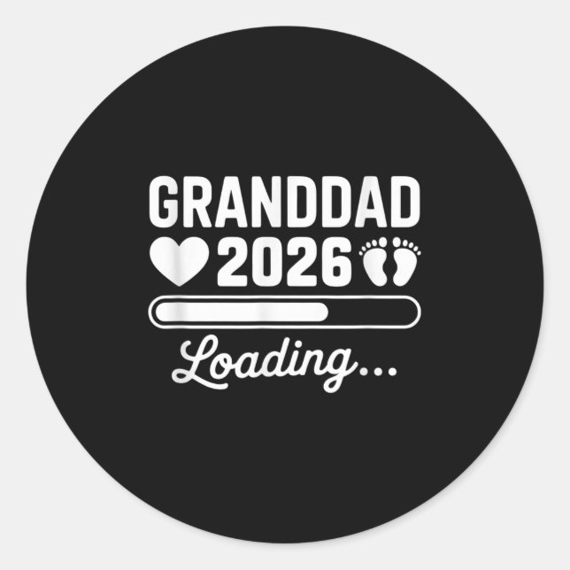 Granddad 2026 Loading New Baby Pregnancy Reveal  Runder Aufkleber (Vorderseite)