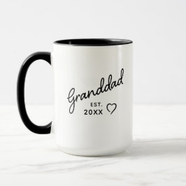 Granddad Black and White Minimalist Est Year Tasse