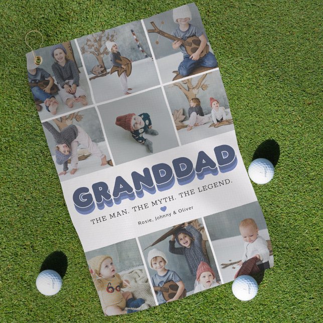 Granddad Modern Foto Collage Golf Handtuch (Von Creator hochgeladen)