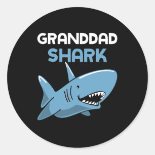 Granddad Shark Cool Funny Family Opa Runder Aufkleber