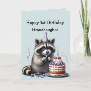 Granddaugher Fun Raccoon 1. Karte