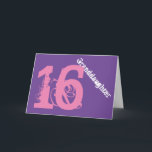 Granddaughter, 16th birthday, white, pink, purple. karte<br><div class="desc">In purple background featuring white and pink text,  wir this 16th birthday greeting for any cool granddaughter. My Funny Mind Greetings.</div>
