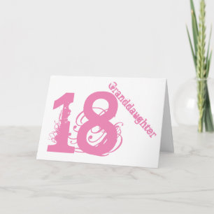 Granddaughter, 18th birthday, white and pink. karte