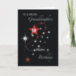 Granddaughter 18th Birthday with Red and White  Karte<br><div class="desc">Red and white stars stand out against a black background. Inspirational card for your granddaughter's 18th birthday.</div>