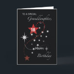 Granddaughter 18th Birthday with Red and White  Karte<br><div class="desc">Red and white stars stand out against a black background. Inspirational card for your granddaughter's 18th birthday.</div>