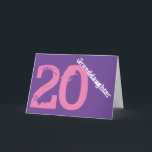 Granddaughter, 20th birthday, white, pink, purple. karte<br><div class="desc">In purple background featuring white and pink text,  wir this 20th birthday greeting for any cool granddaughter. My Funny Mind Greetings.</div>