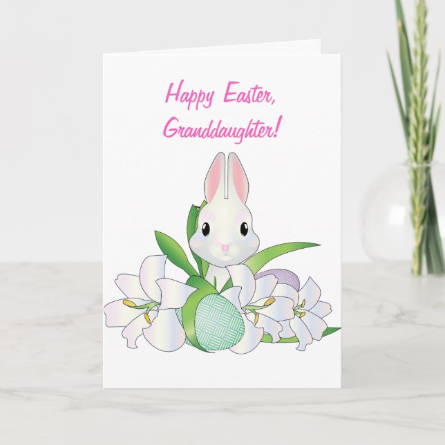 GRANDDAUGHTER EASTER RABBIT in LILIEN-KARTE Dankeskarte (Vorderseite)