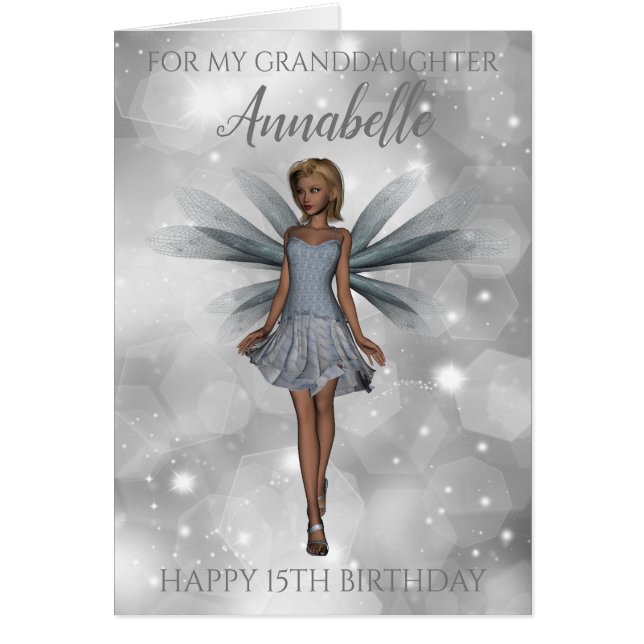 Granddaughter Elegant Silver 15th Birthday Card (Vorne)