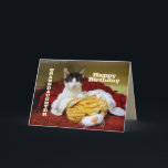 Granddaughter Happy Birthday Kitten with Toy Tiger Karte<br><div class="desc">You can personalize this card with your granddaughter's name and age.  "Dearest Granddaughter,  Hope your birthday is purr-fectly meow-velous!"</div>